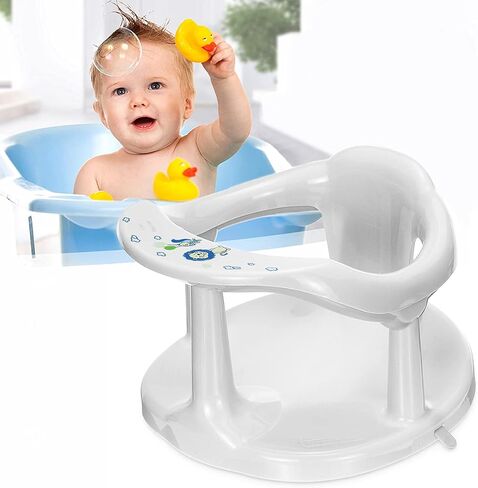 مقعد حوض استحمام الأطفال، مقعد حمام الطفل لحوض الجلوس، كرسي استحمام الطفل، مقعد حمام الطفل حديثي الولادة، دعم حوض الاستحمام لطيف للرضع، 6-18 شهرًا مع دعم مسند الظهر ومقاعد حوض استحمام للأطفال (أبيض) in Kuwait
