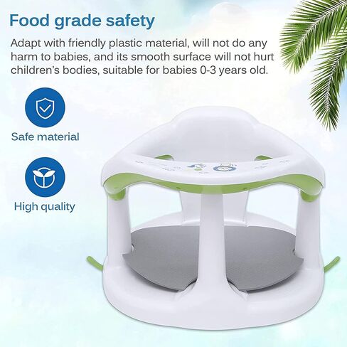 مقعد حوض استحمام الأطفال، مقعد حمام الطفل لحوض الجلوس، كرسي استحمام الطفل، مقعد حمام الطفل حديثي الولادة، دعم حوض الاستحمام لطيف للرضع، 6-18 شهرًا مع دعم مسند الظهر ومقاعد حوض استحمام للأطفال (أبيض) in Kuwait
