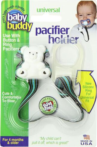 Baby Buddy Pacifier Clip Holder, Newborn Essential with Universal Fit for all Binky and Teether Brands, Ages 4+ Months, Multicolor, 1 Pack in Saudi Arabia