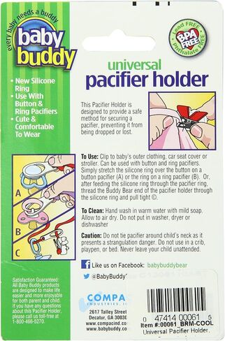 Baby Buddy Pacifier Clip Holder, Newborn Essential with Universal Fit for all Binky and Teether Brands, Ages 4+ Months, Multicolor, 1 Pack in Saudi Arabia