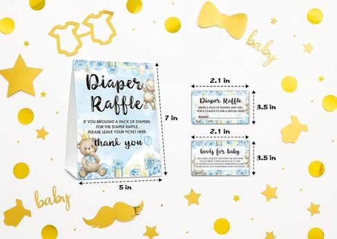 Baby Shower Cards Kit - We can Bearly Wait Set of 25 Baby Shower Invitations with Envelopes, Diaper Raffle Sign & Tickets, Thank You Postcards, Book Request Cards for Baby Shower - Watercolor Blue Balloons Baby Shower Party Favor Decoration(05) in Saudi Arabia