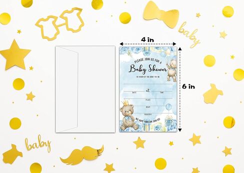 Baby Shower Cards Kit - We can Bearly Wait Set of 25 Baby Shower Invitations with Envelopes, Diaper Raffle Sign & Tickets, Thank You Postcards, Book Request Cards for Baby Shower - Watercolor Blue Balloons Baby Shower Party Favor Decoration(05) in Saudi Arabia