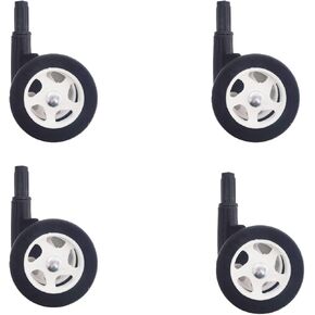 Baby Walker Wheels Replacement, Set of 4, Baby Walker Accessories, Plastic Rubber Wheels Casters, Universal Wheels (A-Black)