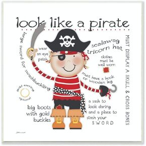 لوحة جدارية بعنوان Look Like a Pirate Wall plaque من Stupell Home Dcor ، 12 × 0.5 × 12 ، صُنع بفخر في الولايات المتحدة الأمريكية in Kuwait