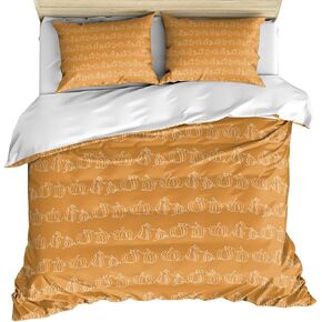 Ldtrchee All Season Duvet Bedding Set, Thanksgiving Fall Ultra Soft 3 PCs Quilts Cover Set, Zipper Closure for Toddler Bedding Autumn Orange Pumpkin (Full Size) in Kuwait