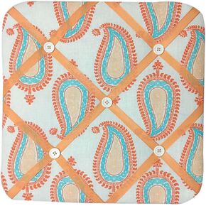 Bacati Sophia Paisley Fabric Memory/Memo Photo Bulletin Board, Coral/Aqua in Kuwait