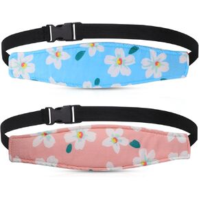 2 Pieces Baby Carseat Head Support, Seat Head Support for Toddler Head Band Strap Headrest, Stroller Seat Sleeping Headrest Neck Relief Head Strap for Kids Children Toddler Infant (Classic Flower)