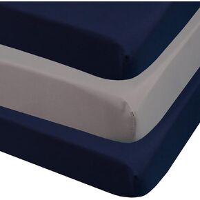 3-Pack Fitted Crib Sheets Set for Baby Boys, Extra Soft Breathable 9" Deep Mattress Sheet for Standard Toddler Bed 28x52, Cozy Washable Microfiber Nursery Sheets, Black in Saudi Arabia