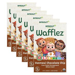 CoComelon Sprout Organic Baby Food Toddler Snacks, Oatmeal Chocolate Chip Wafflez, 50 Single Serve Waffles in Kuwait