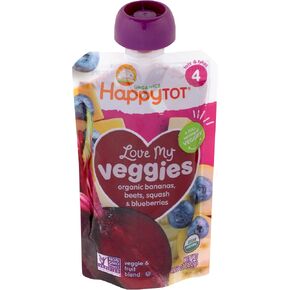 Happy Tot Love My Veggies Stage 4 Organic Toddler Food Banana Beet Squash & Blueberry, 4.22 Ounce Pouch Organic Baby Food/Toddler Food Pouches, Fruit and Veggie Blend, Full Serving of Vegetables in Saudi Arabia