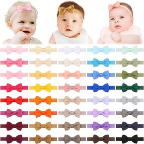 jollybows 40pcs Baby Girls Bows Headbands Elastic Hairband Ribbon Bow Hair Accessories for Newborns Infants Toddlers and Kids in Kuwait