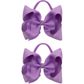 2Pcs 6 Inches Ribbon Baby Girls Headbands Infant Elastic Hairbands Large Cheer Bow Hair Band Accessories for Child Toddlers Girls (White) in Saudi Arabia