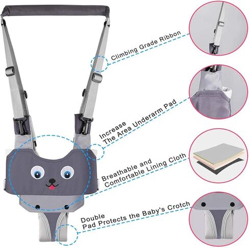 Baby Walking Harness, Adjustable Handheld Kids Walker Helper Toddler Infant Walker Harness Assistant Belt, Made of Breathable Knitted Fabric Layers,with 3pcs Baby Crawling Knee Pads in Kuwait