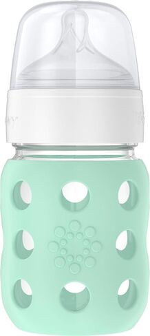Lifefactory 8oz Glass Baby Bottle with Pivot Straw, | Protective Silicone Sleeve, BPA Free, Reusable, Dishwasher Safe in Saudi Arabia