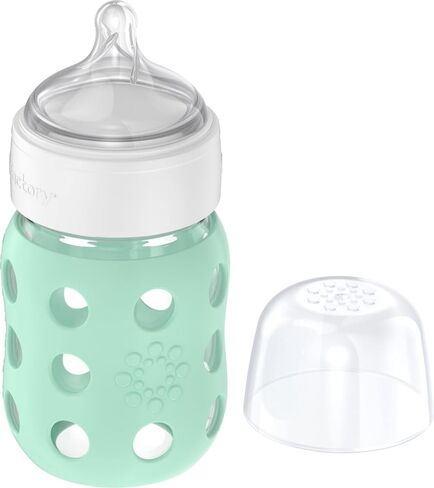 Lifefactory 8oz Glass Baby Bottle with Pivot Straw, | Protective Silicone Sleeve, BPA Free, Reusable, Dishwasher Safe in Saudi Arabia