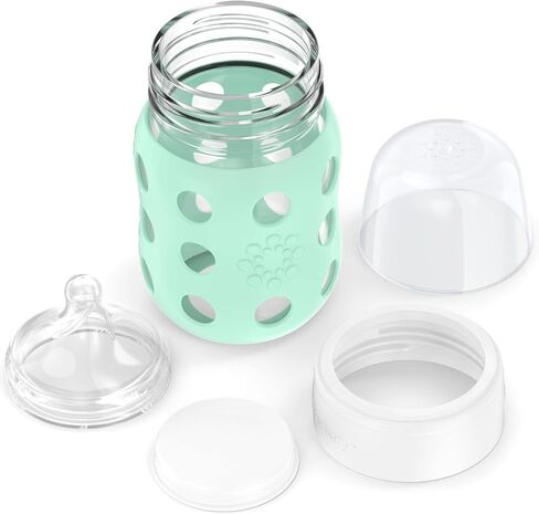 Lifefactory 8oz Glass Baby Bottle with Pivot Straw, | Protective Silicone Sleeve, BPA Free, Reusable, Dishwasher Safe in Saudi Arabia