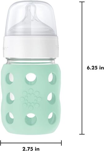 Lifefactory 8oz Glass Baby Bottle with Pivot Straw, | Protective Silicone Sleeve, BPA Free, Reusable, Dishwasher Safe in Saudi Arabia