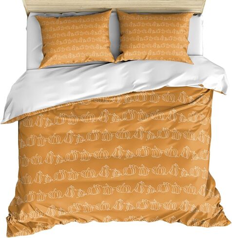 Ldtrchee All Season Duvet Bedding Set, Thanksgiving Fall Ultra Soft 3 PCs Quilts Cover Set, Zipper Closure for Toddler Bedding Autumn Orange Pumpkin (Full Size) in Kuwait