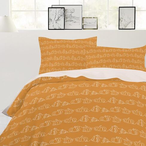 Ldtrchee All Season Duvet Bedding Set, Thanksgiving Fall Ultra Soft 3 PCs Quilts Cover Set, Zipper Closure for Toddler Bedding Autumn Orange Pumpkin (Full Size) in Kuwait