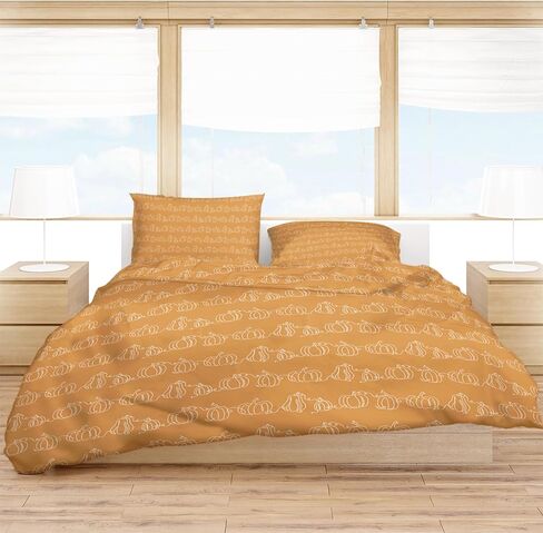 Ldtrchee All Season Duvet Bedding Set, Thanksgiving Fall Ultra Soft 3 PCs Quilts Cover Set, Zipper Closure for Toddler Bedding Autumn Orange Pumpkin (Full Size) in Kuwait