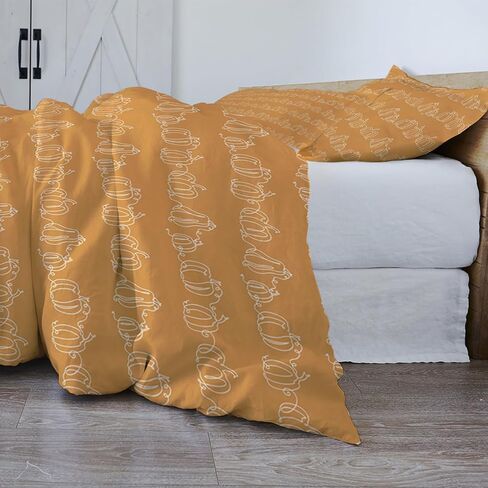 Ldtrchee All Season Duvet Bedding Set, Thanksgiving Fall Ultra Soft 3 PCs Quilts Cover Set, Zipper Closure for Toddler Bedding Autumn Orange Pumpkin (Full Size) in Kuwait