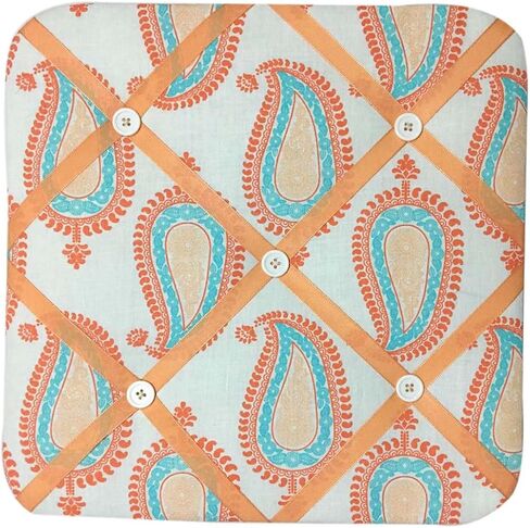 Bacati Sophia Paisley Fabric Memory/Memo Photo Bulletin Board, Coral/Aqua in Saudi Arabia