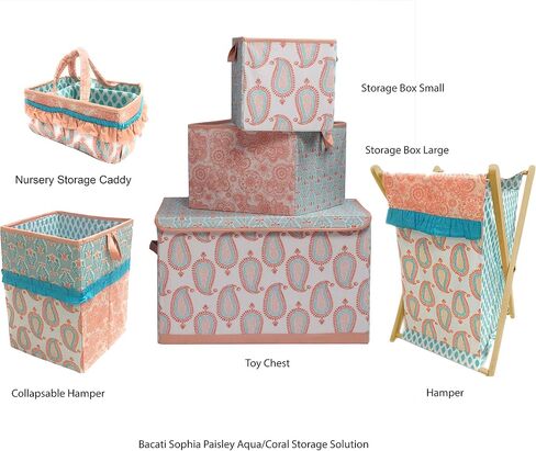 Bacati Sophia Paisley Fabric Memory/Memo Photo Bulletin Board, Coral/Aqua in Saudi Arabia