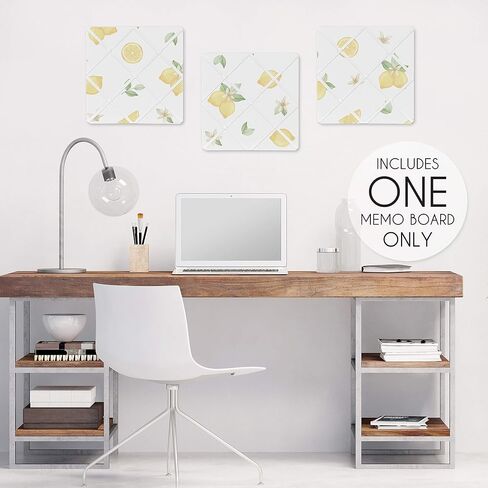 Sweet Jojo Designs Lemon Floral Fabric Memory Memo Photo Bulletin Board - Yellow Green Beige White Watercolor Boho Bohemian Farmhouse Fruit Flower Blossom Botanical Leaf in Saudi Arabia