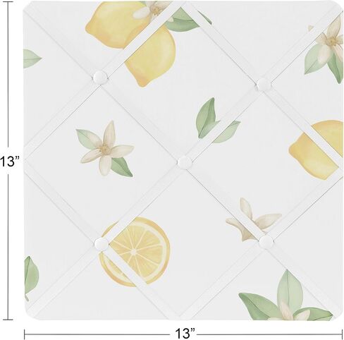 Sweet Jojo Designs Lemon Floral Fabric Memory Memo Photo Bulletin Board - Yellow Green Beige White Watercolor Boho Bohemian Farmhouse Fruit Flower Blossom Botanical Leaf in Saudi Arabia