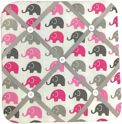 Bacati Elephants Unisex Fabric Memory/Memo Photo Bulletin Board, Aqua/Lime/Grey in Saudi Arabia