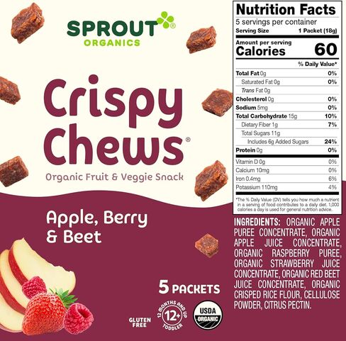 أغذية الأطفال العضوية، المرحلة 4، وجبات خفيفة من الفاكهة للأطفال الصغار، بنجر الفاكهة الحمراء ومضغ التوت المقرمش، 0.63 أونصة في عبوات فردية (5 قطع) in Kuwait