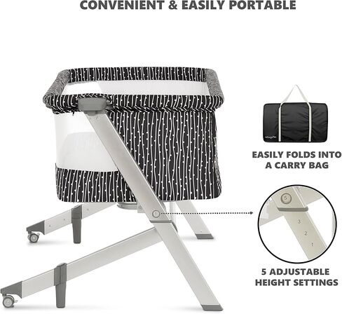 Flora Baby Bassinet in Confetti Blue, Lightweight and Portable Travel Bassinet with Carry Bag, Five Adjustable Height Position, Mattress Pad Included in Saudi Arabia