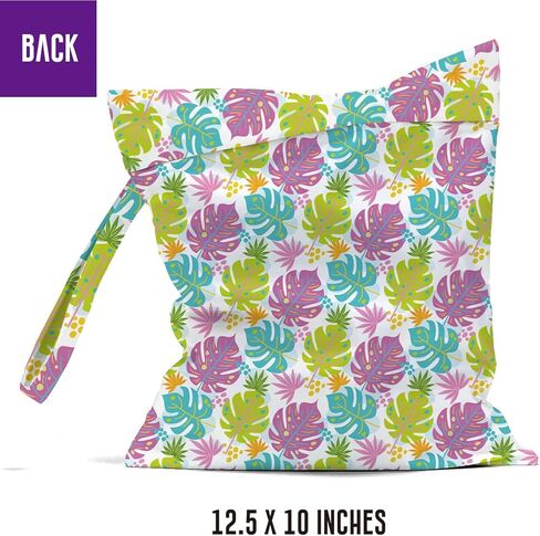 JRHung حقيبة مبللة مقاومة للماء، حقيبة قماش قابلة لإعادة الاستخدام للحفاضات الرطبة والجافة، حقيبة غسيل كبيرة للسفر، ملابس متسخة، بدلة استحمام، حقيبة تمرين لصالة الألعاب الرياضية، ملابس السباحة، اليوغا، السفر، حمام السباحة، الشاطئ (أوراق النخيل ديكور 5) in Kuwait