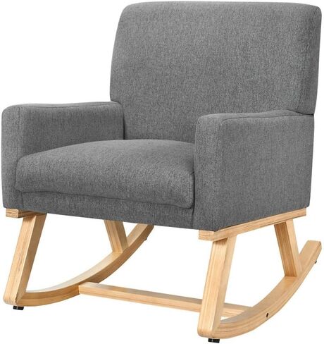 Rocking Chair Upholstered Rocker Accent Armchair Lounge Grey in Saudi Arabia
