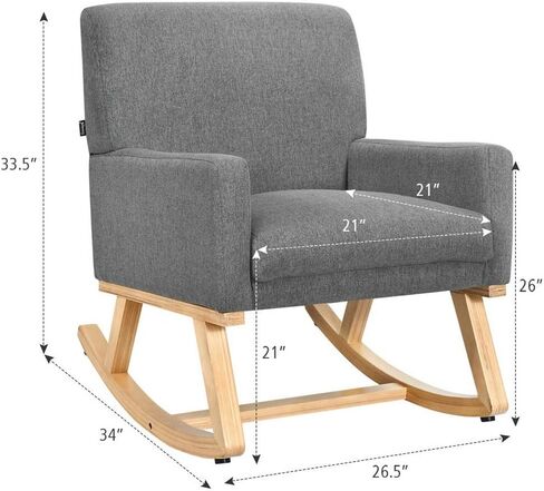 Rocking Chair Upholstered Rocker Accent Armchair Lounge Grey in Saudi Arabia