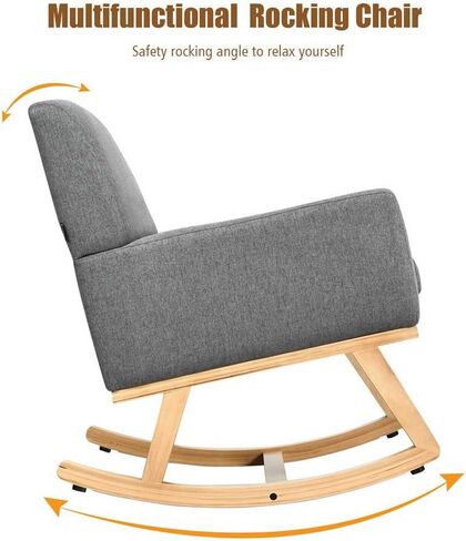Rocking Chair Upholstered Rocker Accent Armchair Lounge Grey in Saudi Arabia