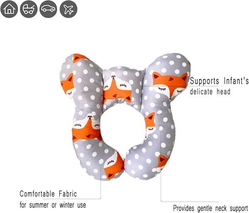 وسادة سفر للأطفال من تشابفر، وسائد لدعم الرأس والرقبة للرضع لمقعد السيارة، كرسي يدفع باليدين، هدية للأطفال بعمر 0-1 سنة، ثعلب in Kuwait