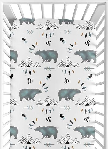 Baby or Toddler Fitted Crib Sheet for Bear Mountain Watercolor Collection by Sweet Jojo Designs in Saudi Arabia
