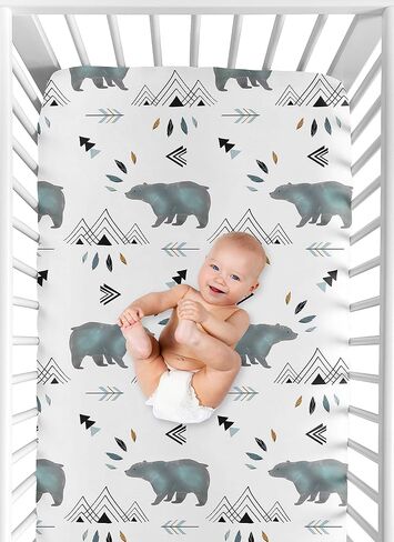 Baby or Toddler Fitted Crib Sheet for Bear Mountain Watercolor Collection by Sweet Jojo Designs in Saudi Arabia