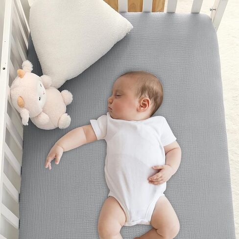 ملاءة سرير أطفال من قطن الموسلين من كوتونبيبي، ملاءات سرير ناعمة قابلة للتنفس للأطفال الصغار، مقاس 52 بوصة × 28 بوصة × 9 بوصة، غطاء مرتبة أطفال بمقاس قياسي للفتيات والفتيان ديكور الحضانة، أرجواني in Kuwait