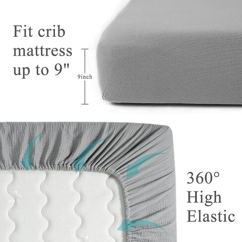 ملاءة سرير أطفال من قطن الموسلين من كوتونبيبي، ملاءات سرير ناعمة قابلة للتنفس للأطفال الصغار، مقاس 52 بوصة × 28 بوصة × 9 بوصة، غطاء مرتبة أطفال بمقاس قياسي للفتيات والفتيان ديكور الحضانة، أرجواني in Kuwait