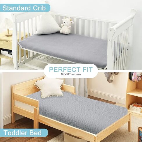 ملاءة سرير أطفال من قطن الموسلين من كوتونبيبي، ملاءات سرير ناعمة قابلة للتنفس للأطفال الصغار، مقاس 52 بوصة × 28 بوصة × 9 بوصة، غطاء مرتبة أطفال بمقاس قياسي للفتيات والفتيان ديكور الحضانة، أرجواني in Kuwait
