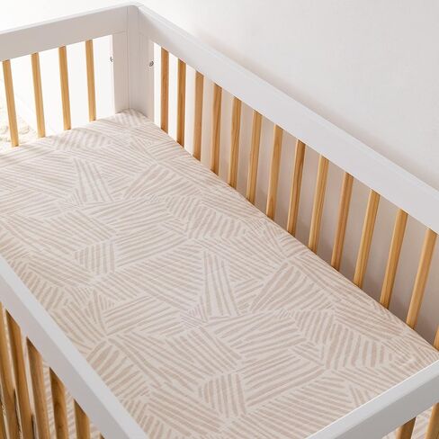 ملاءة سرير الأطفال Babyletto من القطن العضوي بنسبة 100%، معتمدة من GOTS، ملائمة 360 درجة، نسيج موسلين فائق النعومة وجيد التهوية - شريط الشوفان in Kuwait