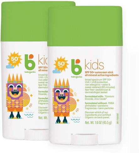 Babyganics SPF 50 Travel Size Kids Sunscreen Stick UVA UVB Protection | Water & Sweat Resistant |Non Allergenic, 1.6oz (Pack of 2) in Kuwait