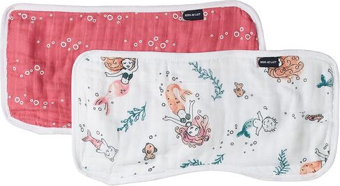 Bebe au Lait Oh So Soft Muslin Baby Burp Cloth Set - Mermaids and Bubbles , 8.5x17 Inch (Pack of 1) in Saudi Arabia