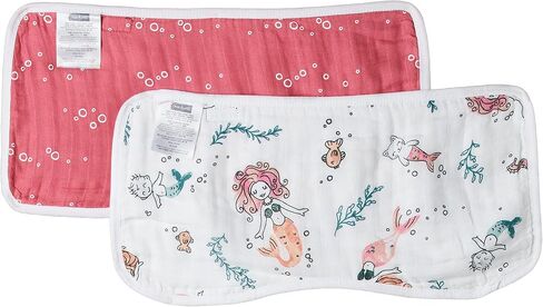 Bebe au Lait Oh So Soft Muslin Baby Burp Cloth Set - Mermaids and Bubbles , 8.5x17 Inch (Pack of 1) in Saudi Arabia