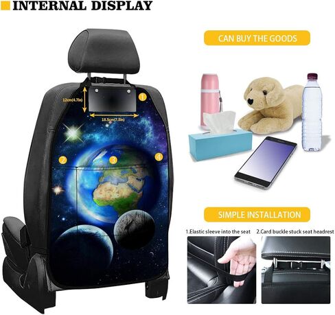 doginthehole Kick Mats - 2 Pack Auto Seat Back Kick Protectors,Novelty Space Theme Auto Kick Mats Back Seat Protector with Storage Pockets Keep Your Car Upholstery Clean in Saudi Arabia