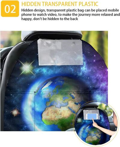 doginthehole Kick Mats - 2 Pack Auto Seat Back Kick Protectors,Novelty Space Theme Auto Kick Mats Back Seat Protector with Storage Pockets Keep Your Car Upholstery Clean in Saudi Arabia