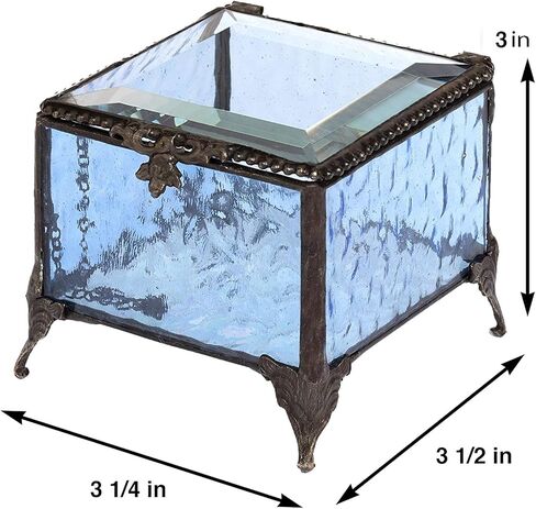 Personalized Baby Keepsake Box Customized Baptism Christening Gift Engraved Glass Jewelry Trinket J Devlin Box EB217-2 (Pink) in Saudi Arabia