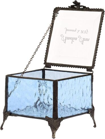 Personalized Baby Keepsake Box Customized Baptism Christening Gift Engraved Glass Jewelry Trinket J Devlin Box EB217-2 (Pink) in Saudi Arabia